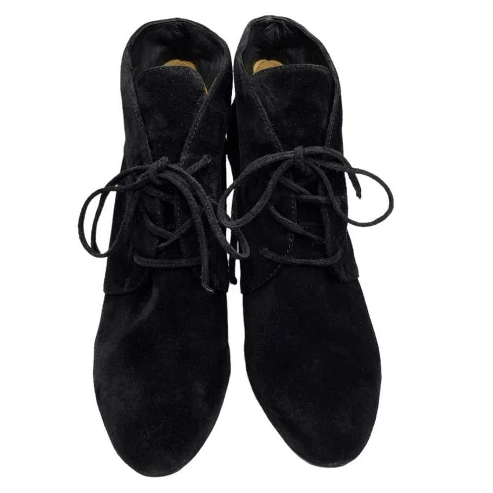 Via Spiga Womens Fedora Black Suede Leather Hidden‎ Wedge Ankle Bootie US Size 8